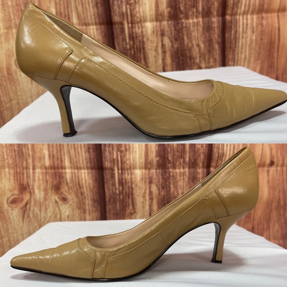 Nine & Company DUNN leather tan pointed toe heeled dress shoes women’s 6.5 M - Picture 4 of 17